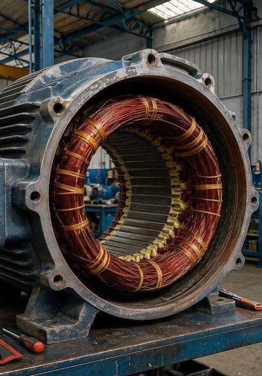 Motor elétrico industrial em operação