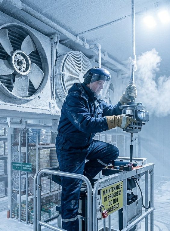 Manutenção em evaporador de câmara fria industrial